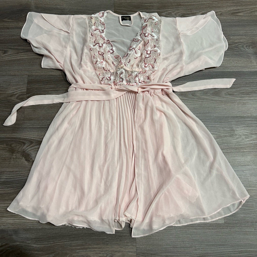 Romantic Pink Chemise with Lace Trim and Flowy Fabric
